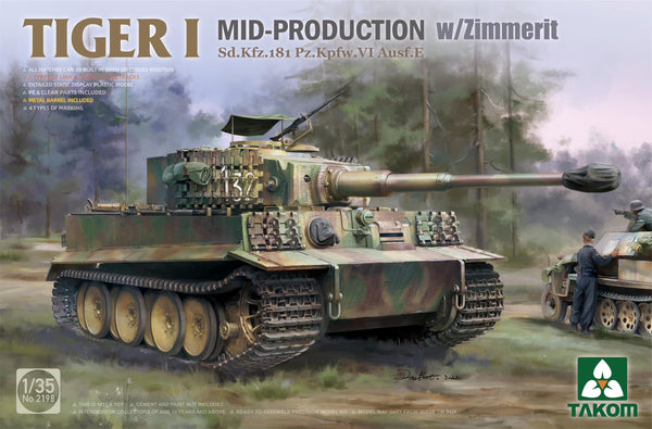 Takom 2198 1/35 Tiger I Mid-Production w/Zimmerit Sd.Kfz. 181 Pz.Kpfw. VI Ausf. E