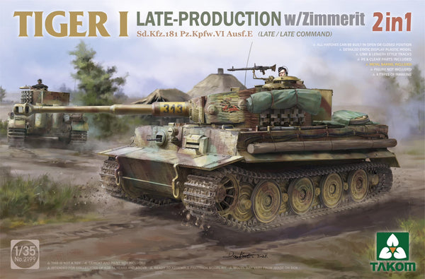 Takom 2199 1/35 Tiger I Late Production w/zimmerit Sd.Kfz. 181 Pz.Kpfw. VI Ausf. E (Late/Late Command)