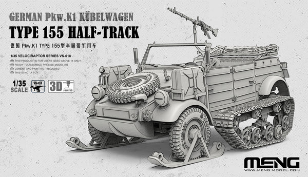 Meng VS-018 1/35 German Pkw.K1 Kübelwagen Type 155 Half-Track