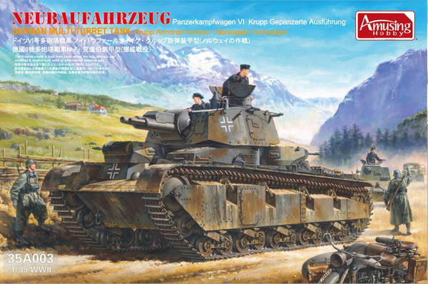 Amusing Hobby 35A003 1/35 Neubaufahrzeug Panzerkampfwagen VI Krupp Gepanzerte Ausfuhrung German Multi-Turret Tank Krupp Armored Version (Norwegian Campaign)