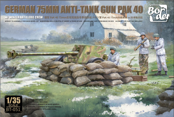 Border BT-051 1/35 German 7.5cm Anti-Tank Gun PaK 40 w/Winter Artillery Crew