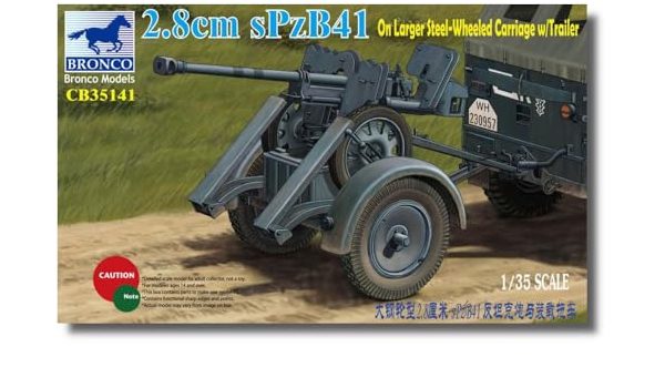 Bronco CB35141 1/35 2.8cm sPzB41 on larger steel-wheeled carriage w/trailer