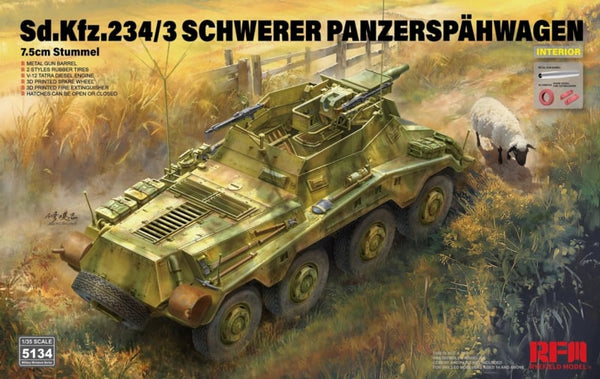 Rye Field Model RM-5134 1/35 Sd.Kfz. 234/3 Schwerer Panzerspähwagen 7.5cm Stummel