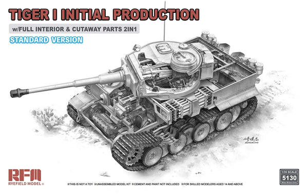 Rye Field Model RM-5130 1/35 Pz.Kpfw. VI Ausf. E Tiger I Initial Production Standard Edition w/Full Interior & Cutaway Parts