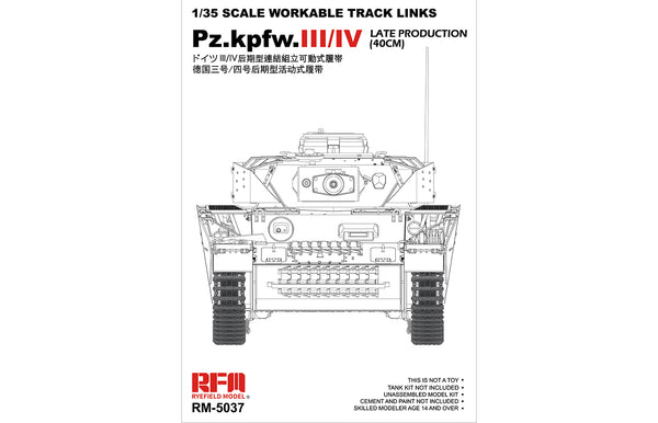 Rye Field Model RM-5037 1/35 Pz.Kpfw.III/IV Late Production (40cm) Workable Track Links