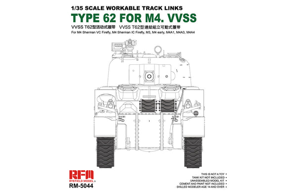 Rye Field Model RM-5044 1/35 Type 62 Tracks for M4 VVSS Workable Track Links