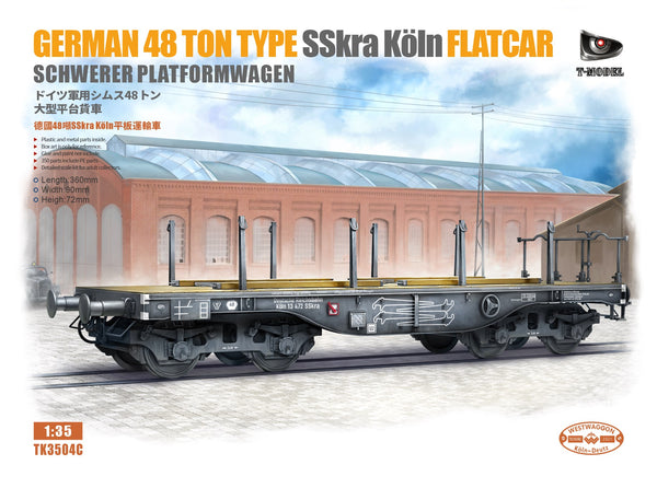 T-Model TK3504C 1/35 German 48 tons SSkra Köln Flatcar Schwerer Platformwagen