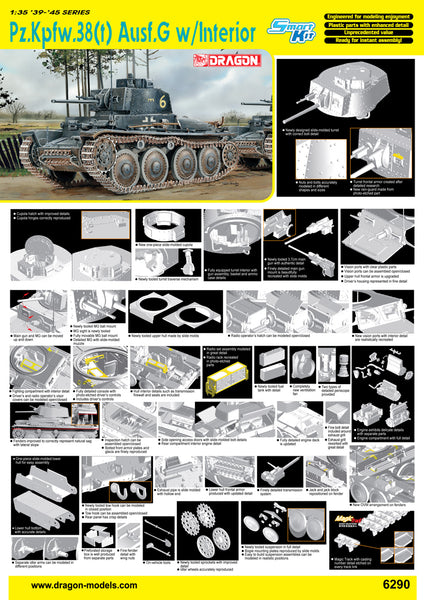 Dragon 6290 1/35 Pz.Kpfw. 38(t) Ausf. G w/Interior（With magic track）